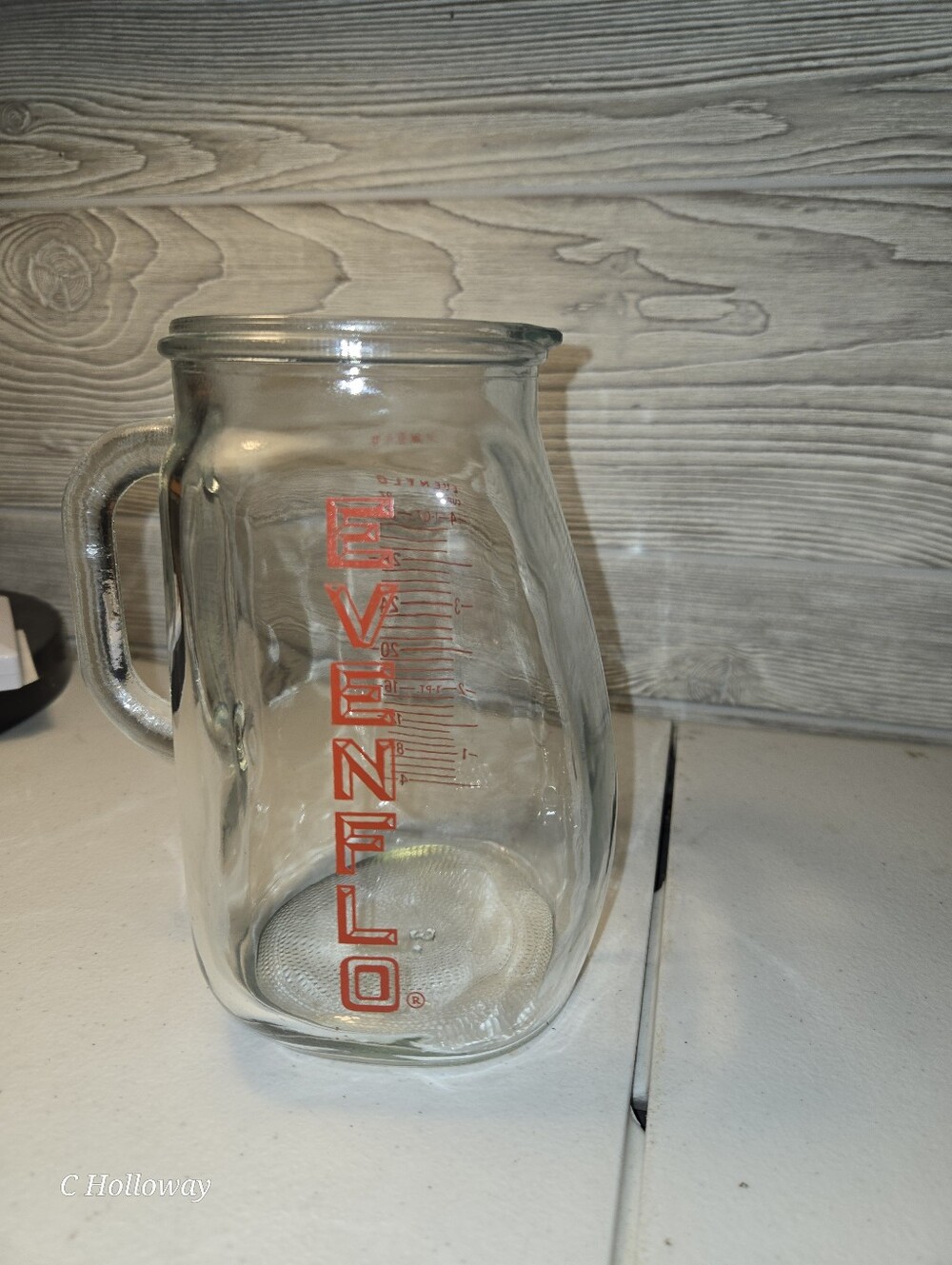 Vintage 50s EVENFLO Baby Formula Measuring Pitcher 4 Cup 32oz Glass Red Letters